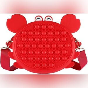 Pop It Purse- Red Crab for Women’s/Girls, Fidget Crossbody Bag- NWOT